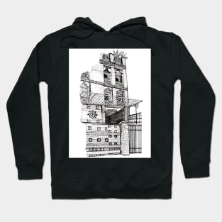 Brickhouse Saigon Vietnam Pen and Ink Illustration Hoodie